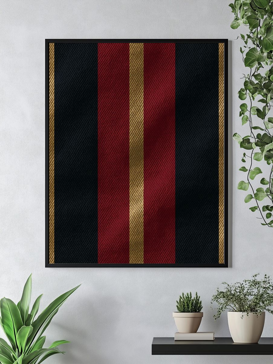 Red and Black Stripes Abstract Print. — room view 4