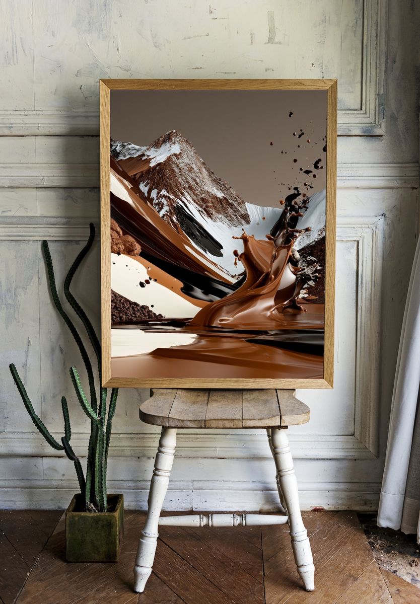Chocolate Mountain Abstract Print. room preview