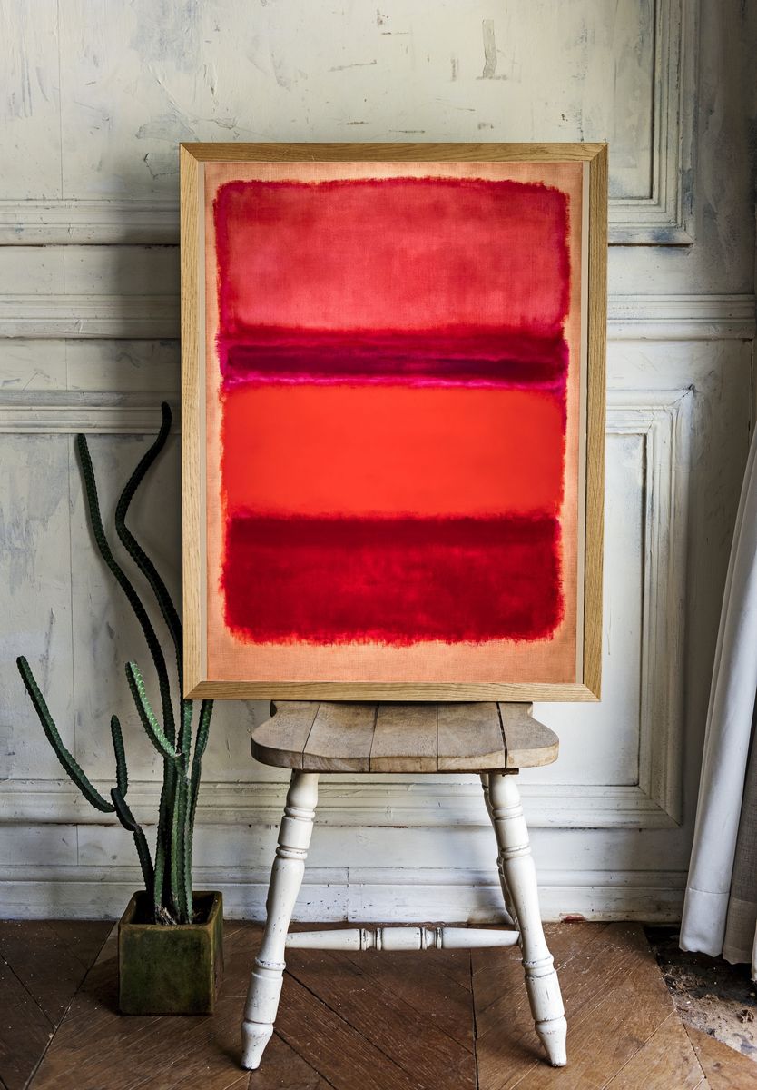 Crimson Horizon Abstract Poster. room preview