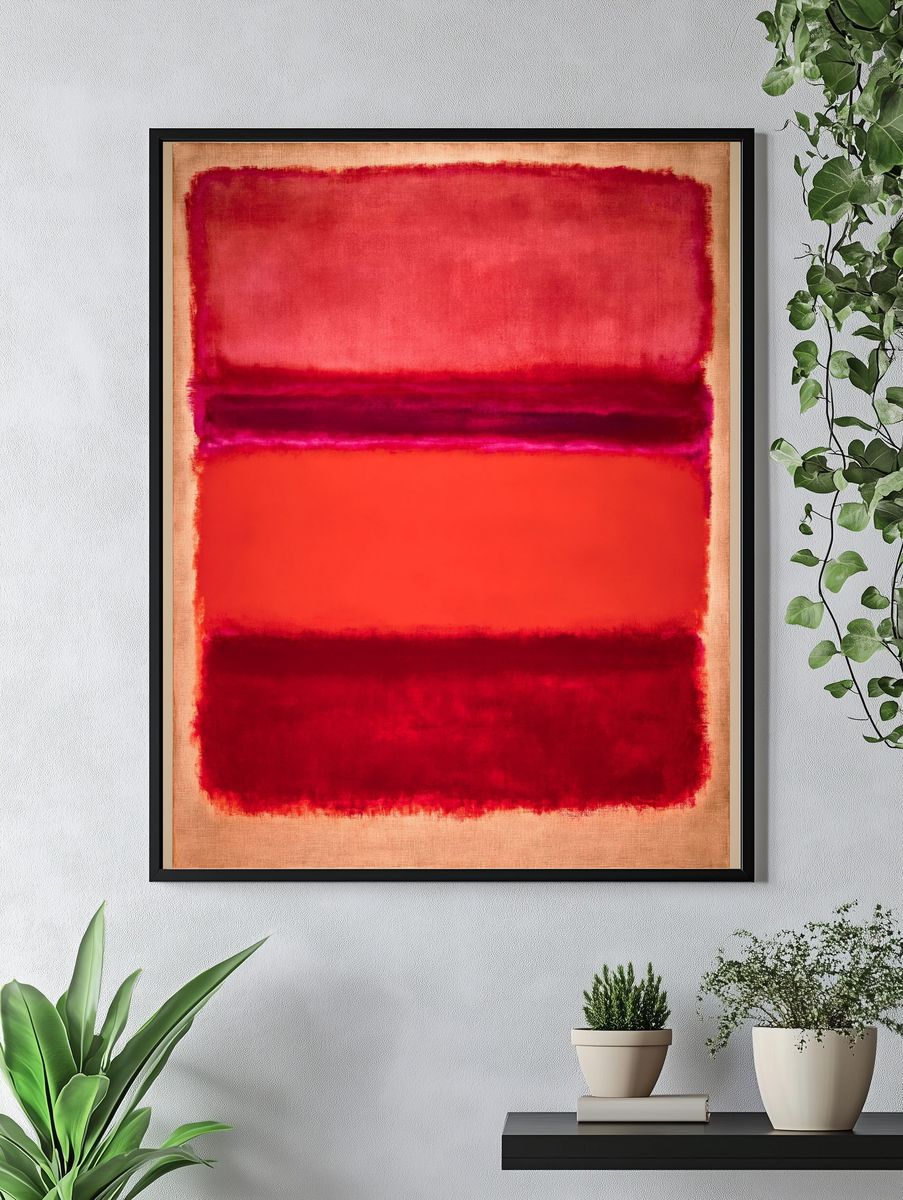 Crimson Horizon Abstract Poster. — room view 4