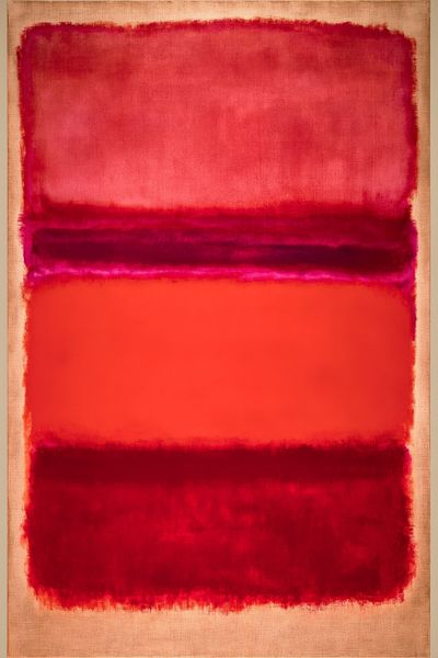 Crimson Horizon Abstract Poster. poster