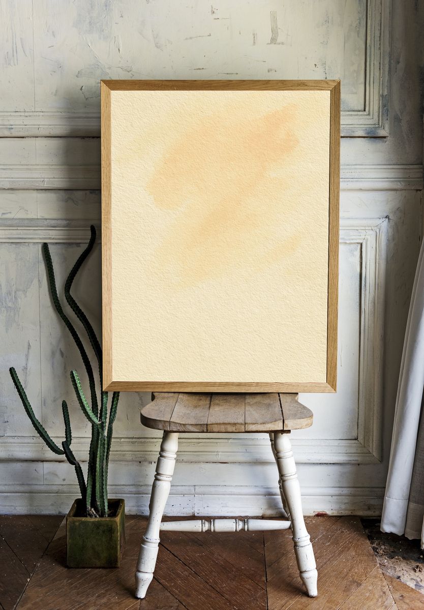 Soft Peach Wash Abstract Print. room preview