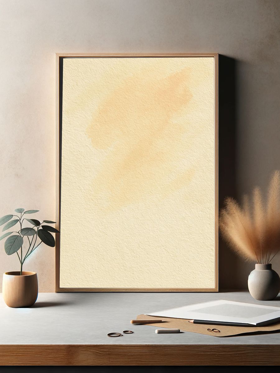 Soft Peach Wash Abstract Print. — room view 2
