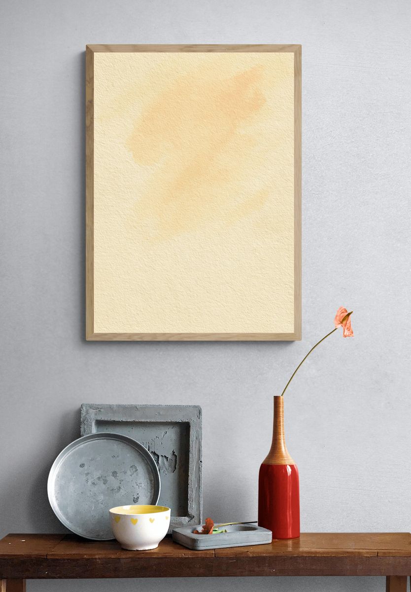 Soft Peach Wash Abstract Print. — room view 3