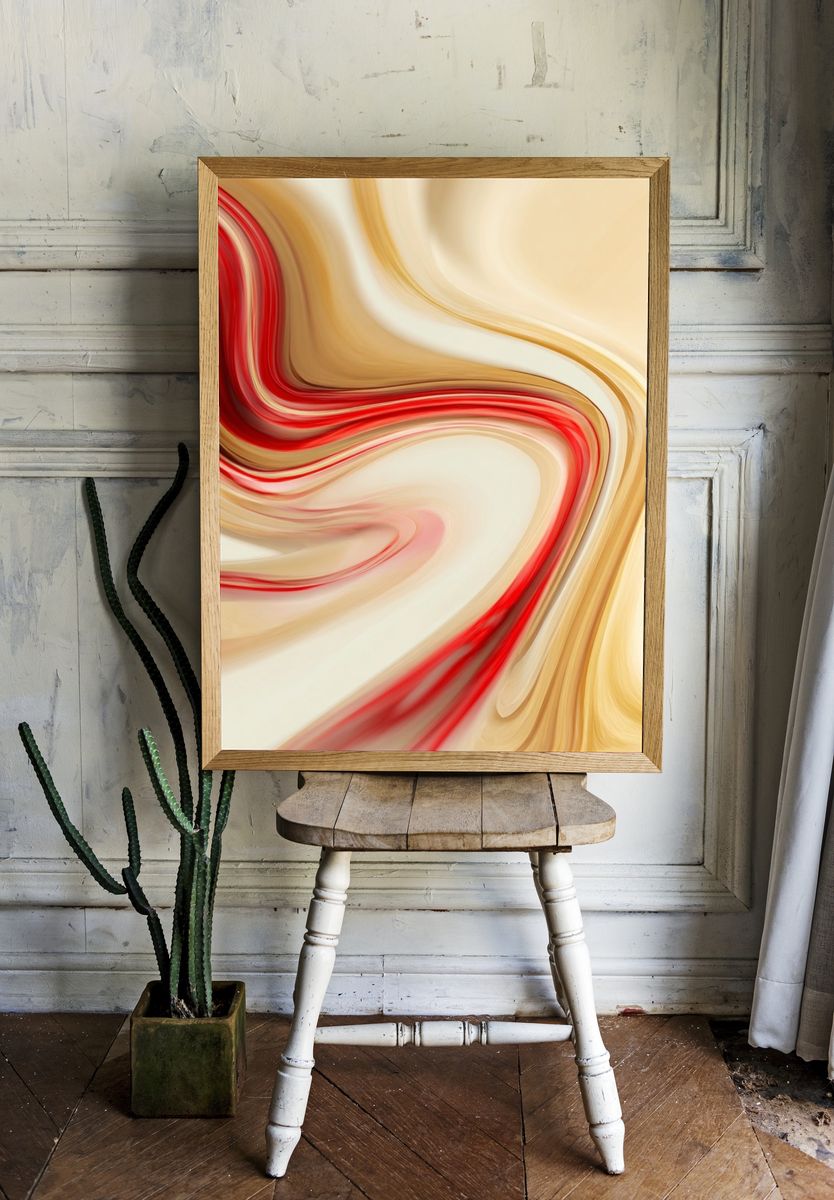 Crimson Flow Abstract Poster. — room view 1