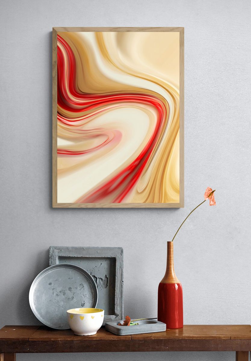 Crimson Flow Abstract Poster. — room view 3