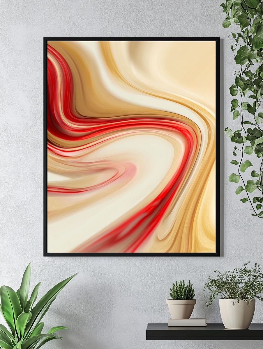 Crimson Flow Abstract Poster. — room view 4