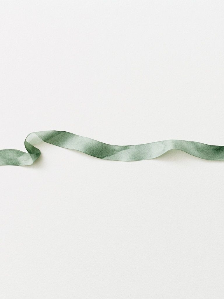 Sage Ribbon Watercolor Print. poster detail