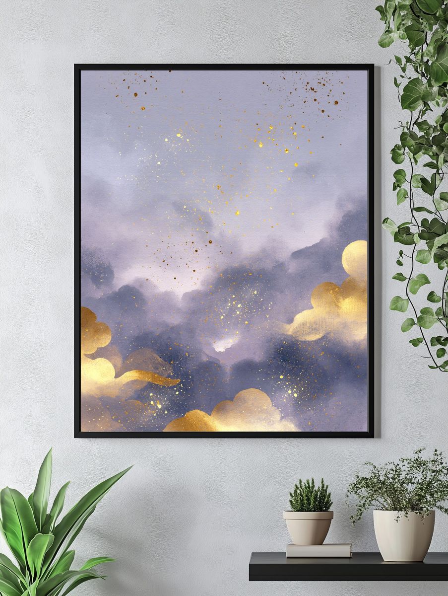Golden Cloudscape Abstract Print. — room view 4