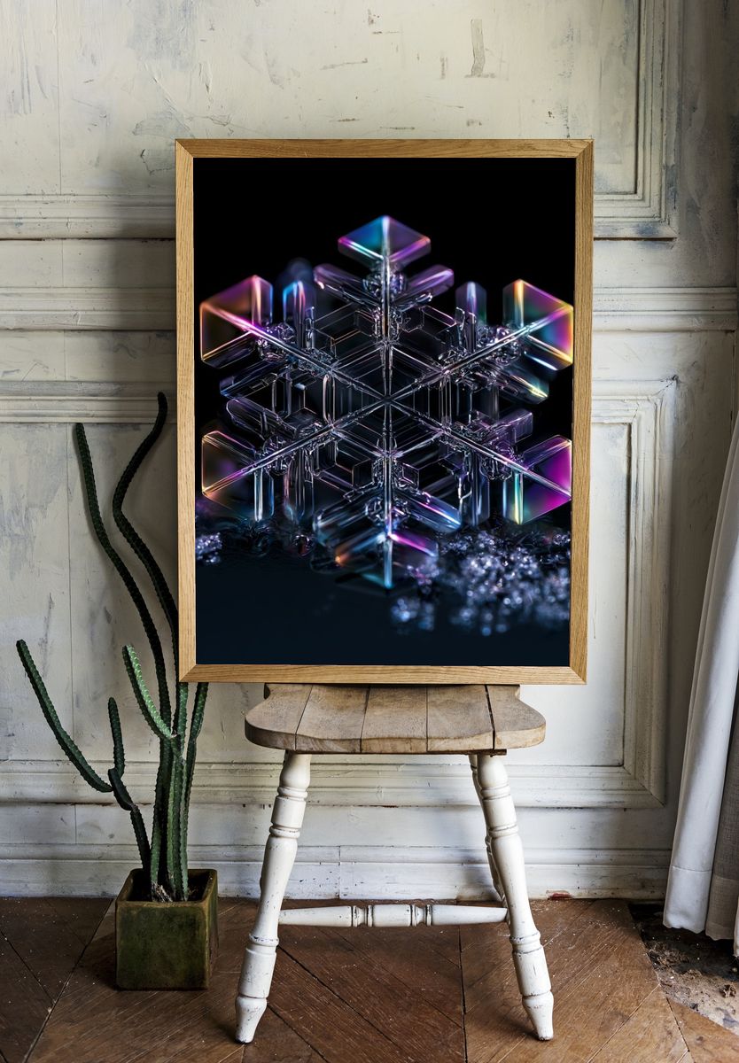 Prismatic Crystal Snowflake Poster. room preview