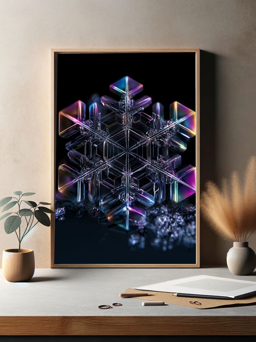 Prismatic Crystal Snowflake Poster. — room view 2