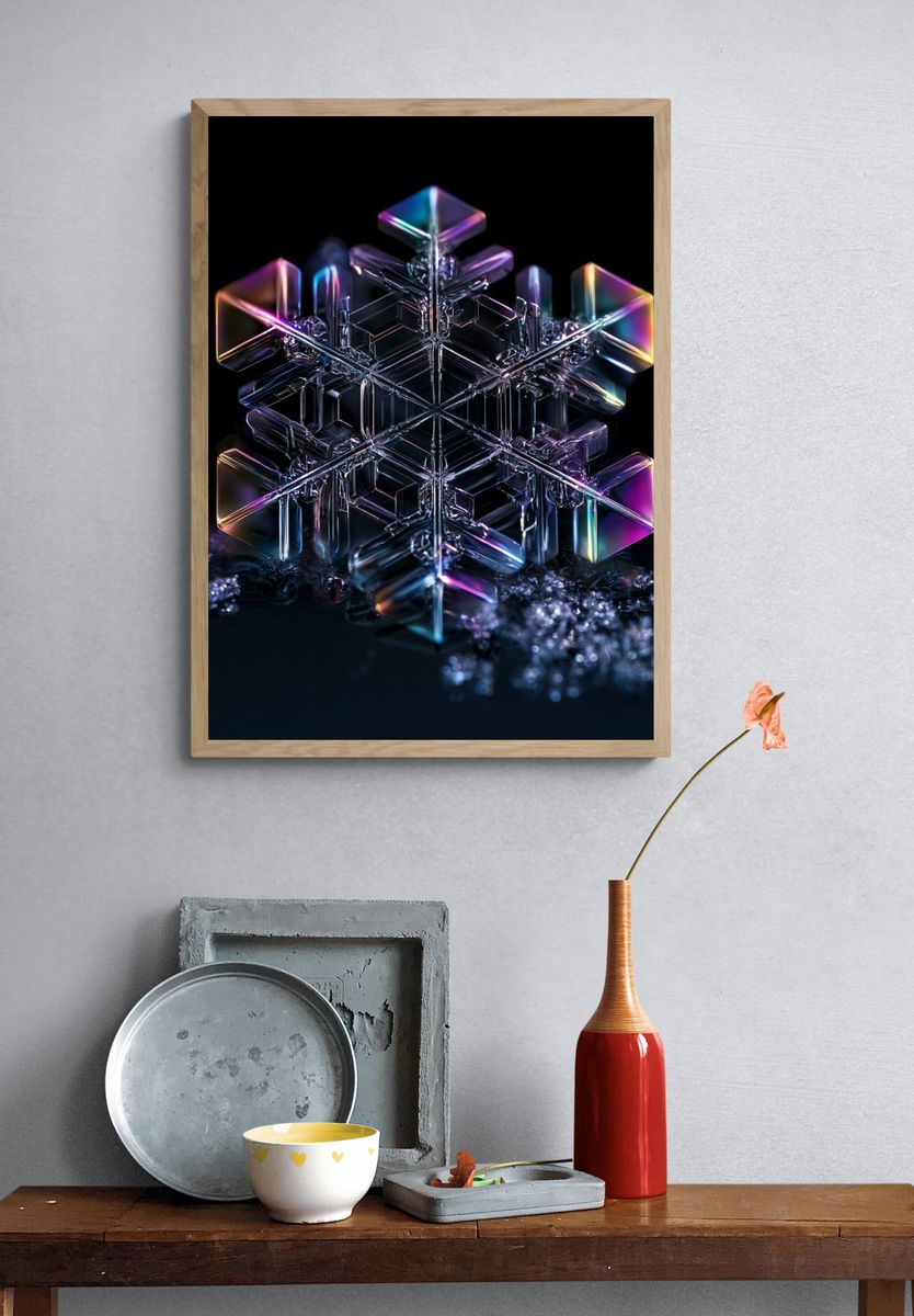 Prismatic Crystal Snowflake Poster. — room view 3