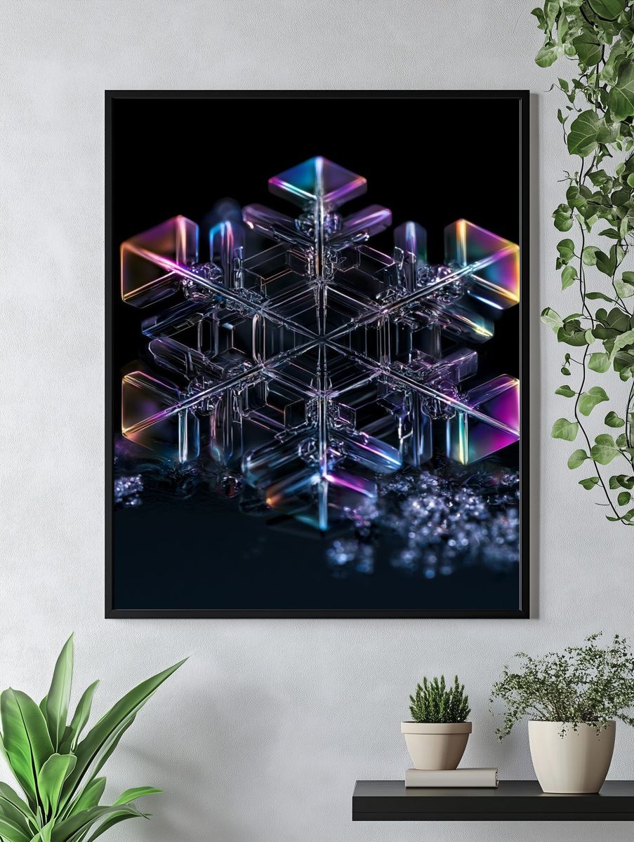Prismatic Crystal Snowflake Poster. — room view 4