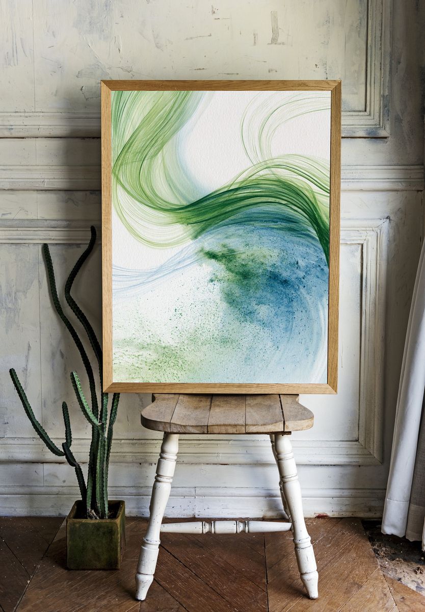 Verdant Flow Abstract Print. — room view 1