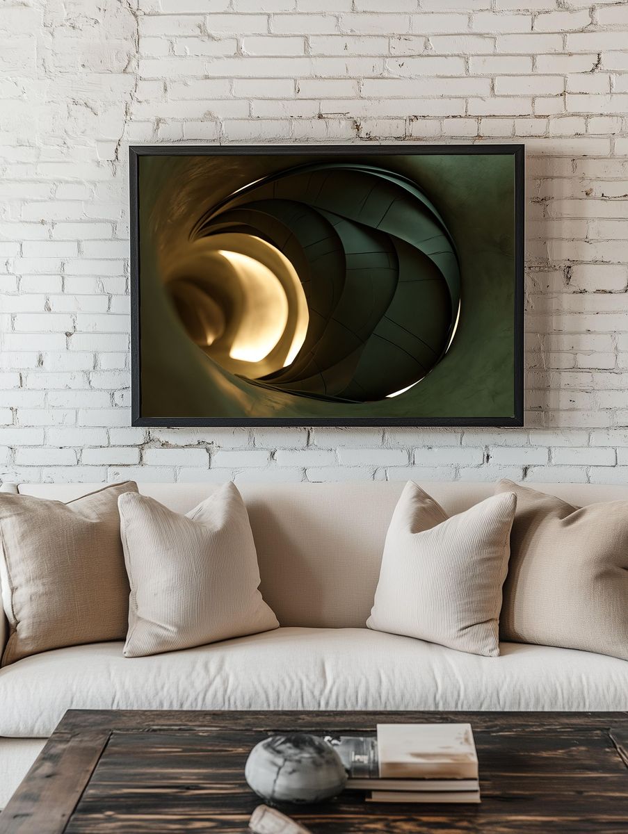 Emerald Spiral Abstract Poster. room preview