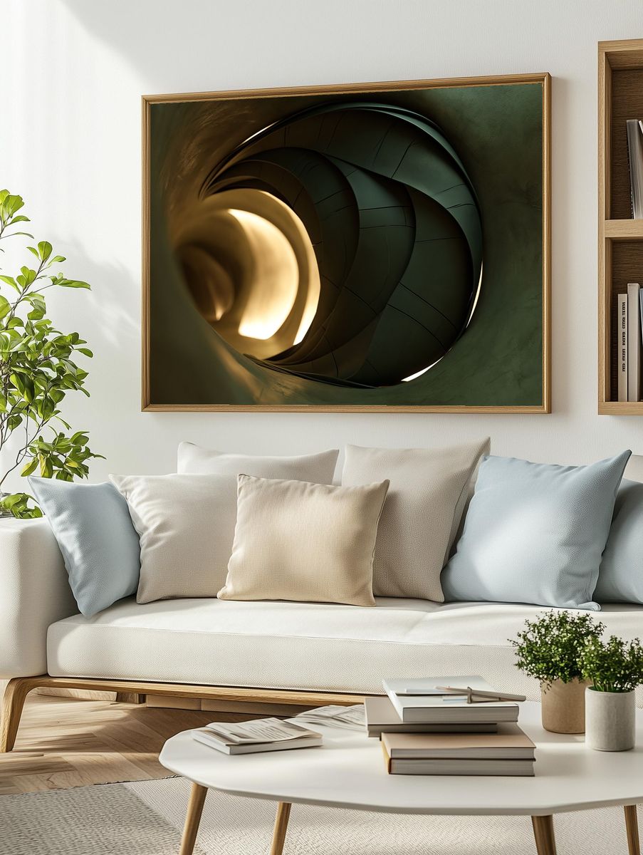 Emerald Spiral Abstract Poster. — room view 2