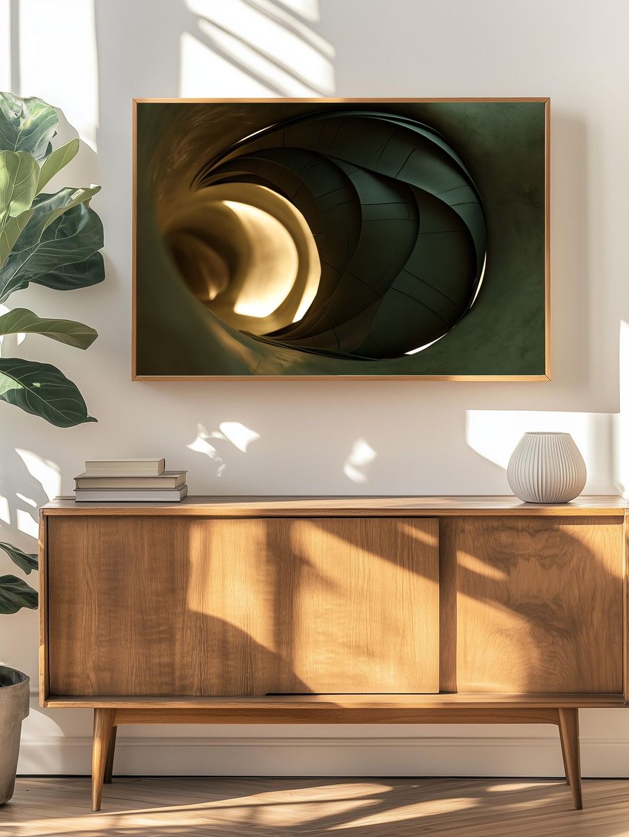 Emerald Spiral Abstract Poster. — room view 3