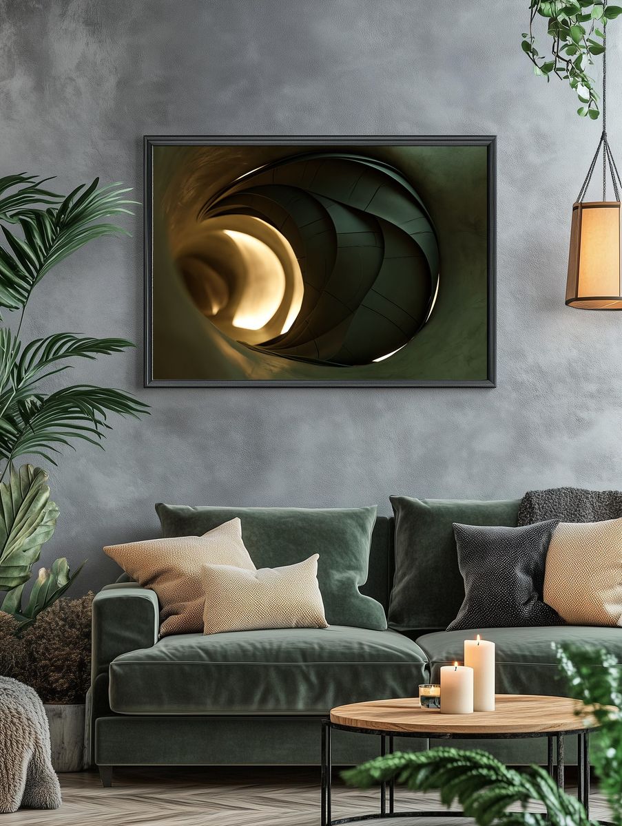 Emerald Spiral Abstract Poster. — room view 4