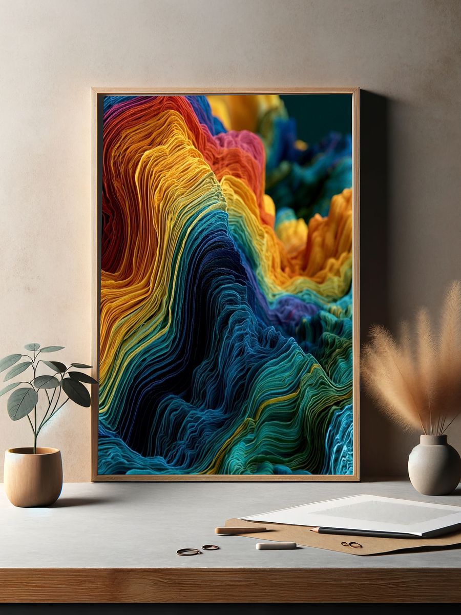 Rainbow Textured Abstract Poster. — room view 2