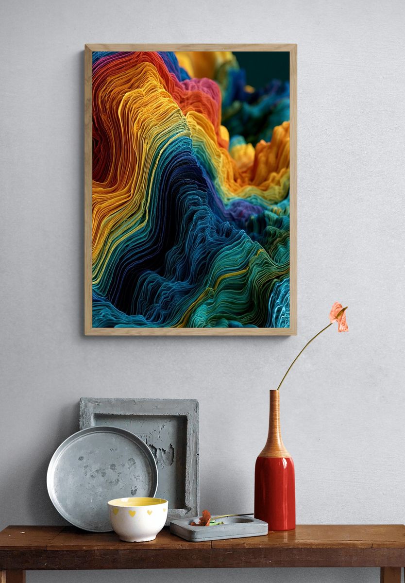 Rainbow Textured Abstract Poster. — room view 3