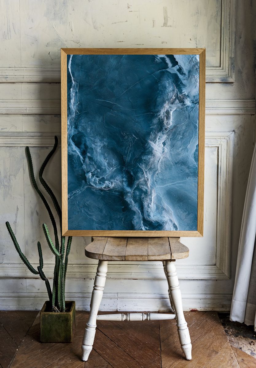 Glacial Blue Abstract Poster. room preview
