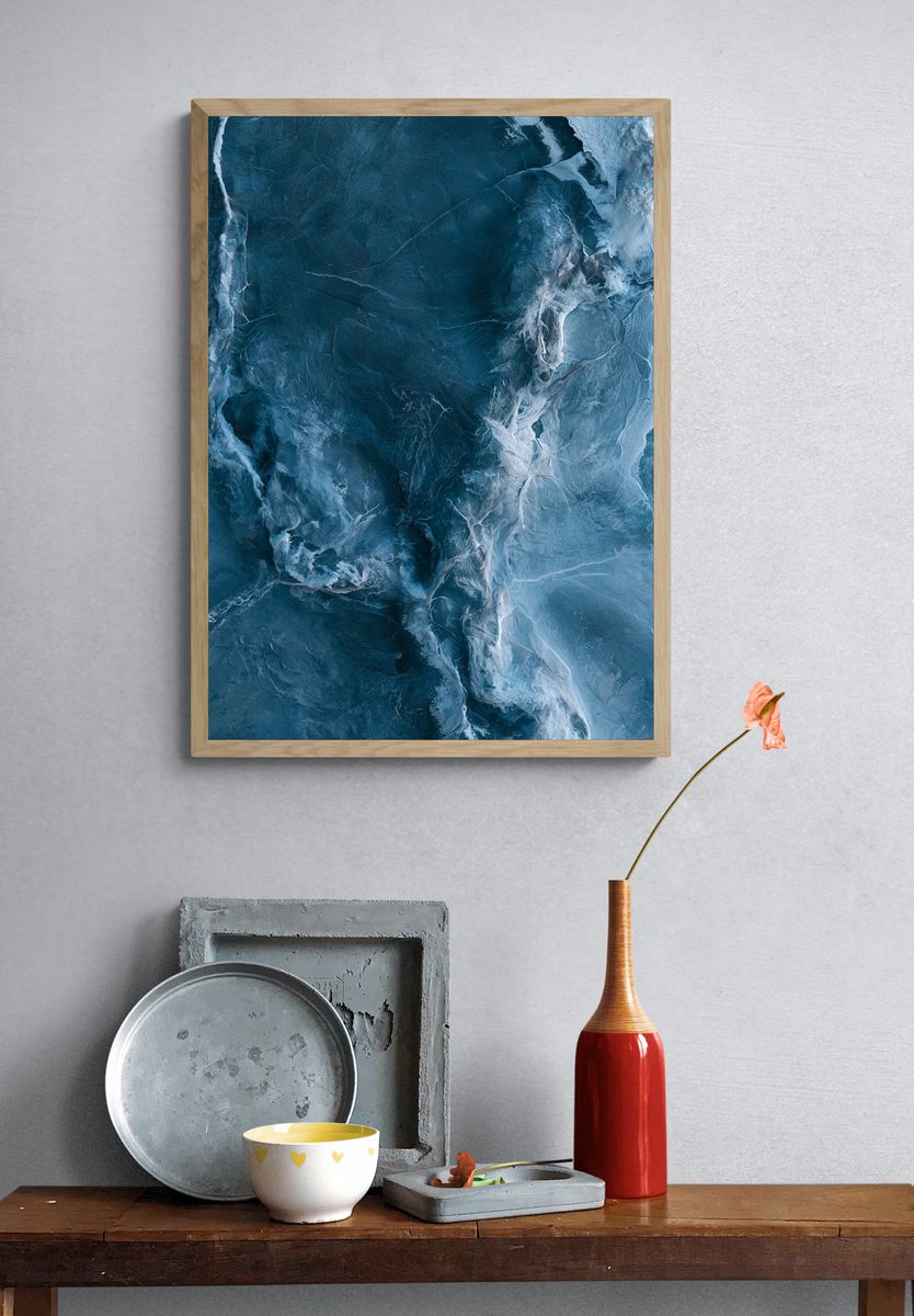 Glacial Blue Abstract Poster. — room view 3