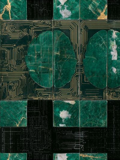Emerald Circuit Mosaic Poster. poster