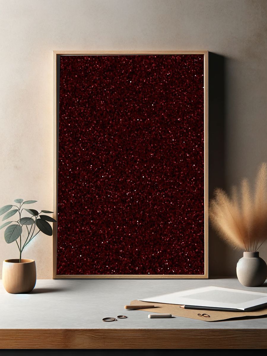 Crimson Glitter Texture Print. — room view 2