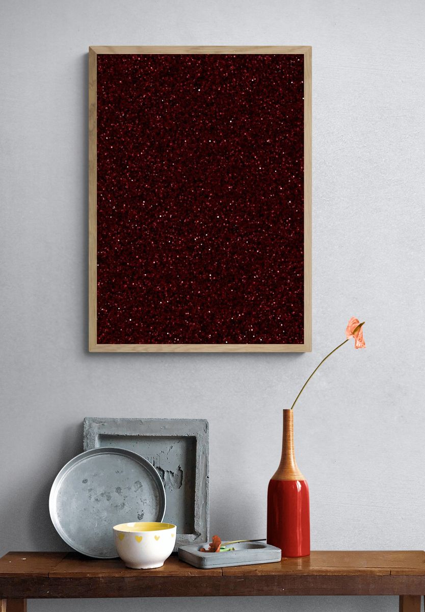 Crimson Glitter Texture Print. — room view 3