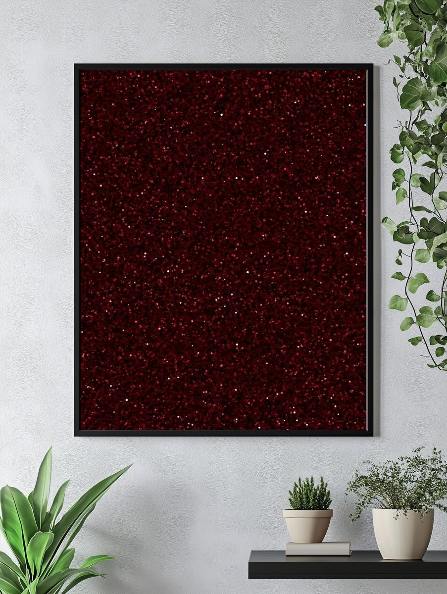 Crimson Glitter Texture Print. — room view 4
