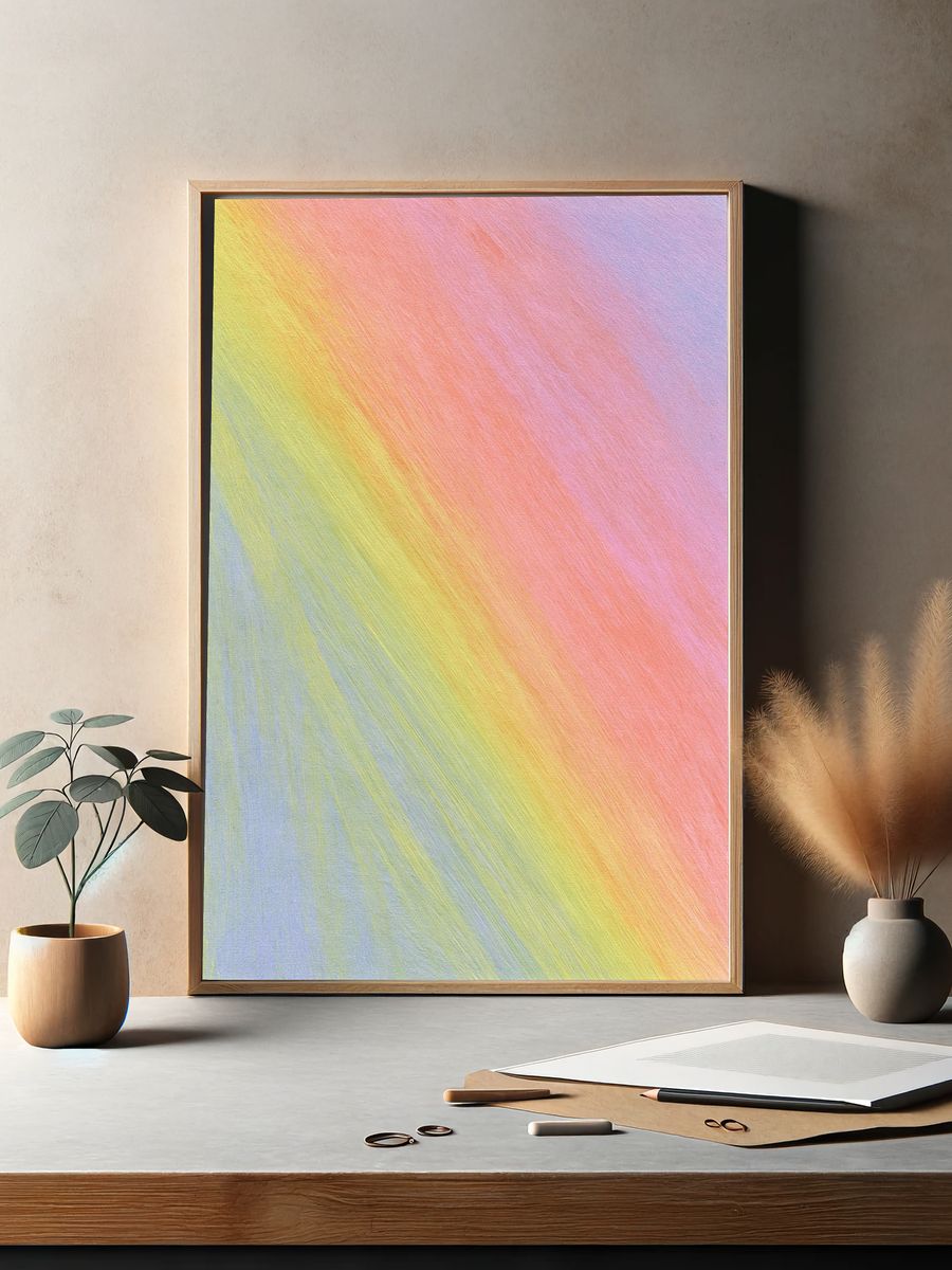 Pastel Rainbow Gradient Abstract Poster. — room view 2