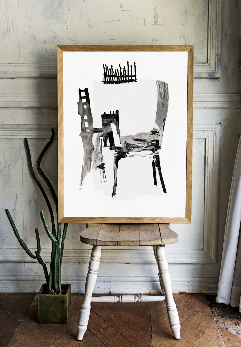 Abstract Chair Ink Poster. room preview