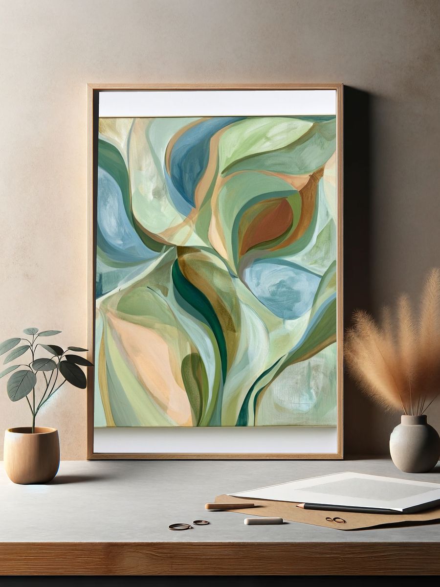 Soft Botanical Abstraction Poster. — room view 2
