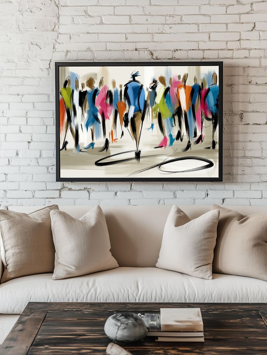 Abstract Crowd Brushstroke Poster. room preview