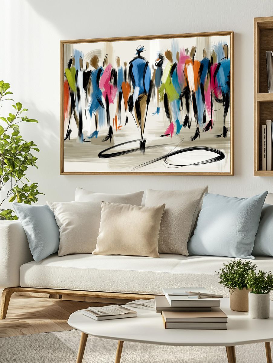 Abstract Crowd Brushstroke Poster. — room view 2