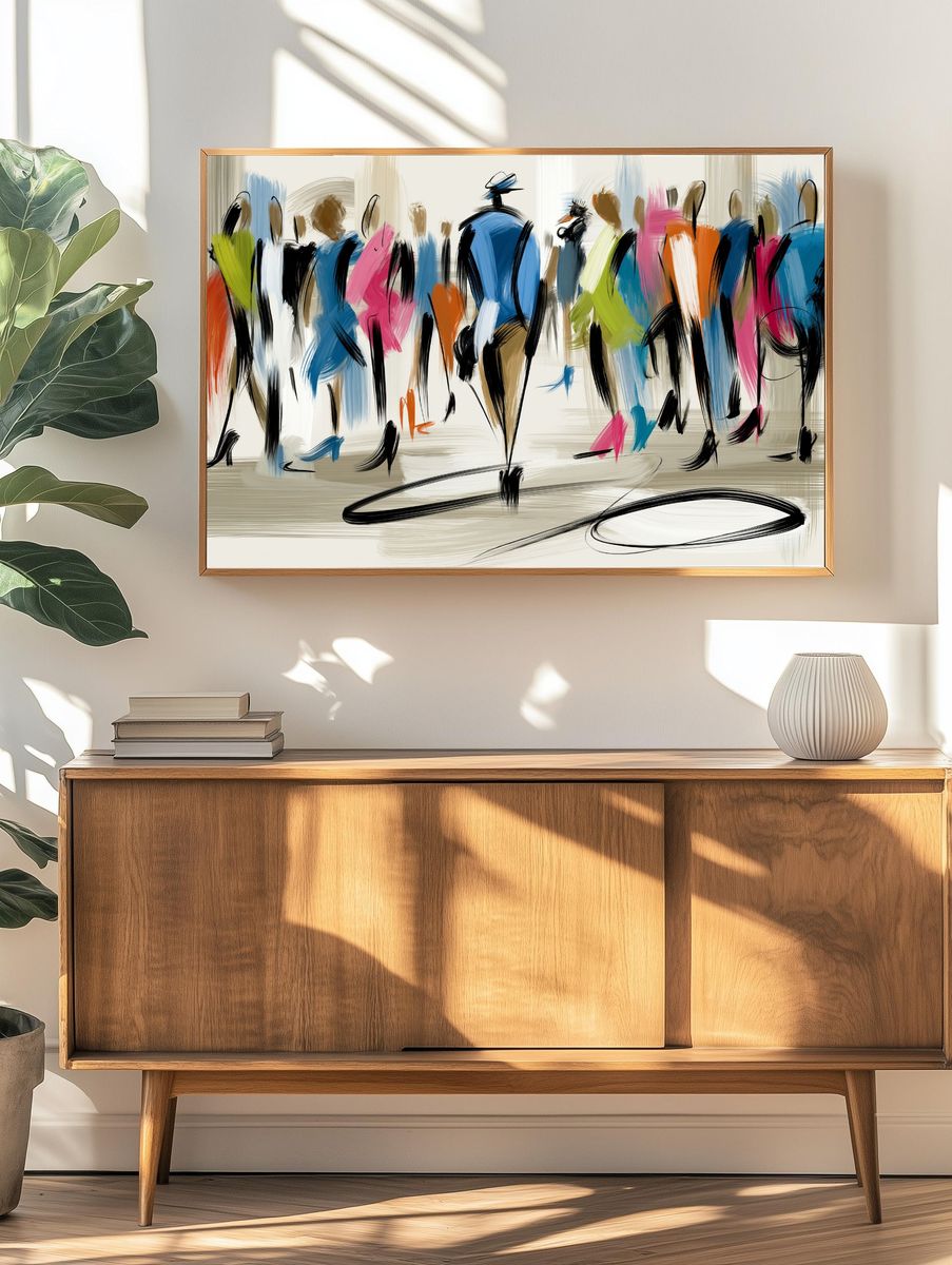 Abstract Crowd Brushstroke Poster. — room view 3