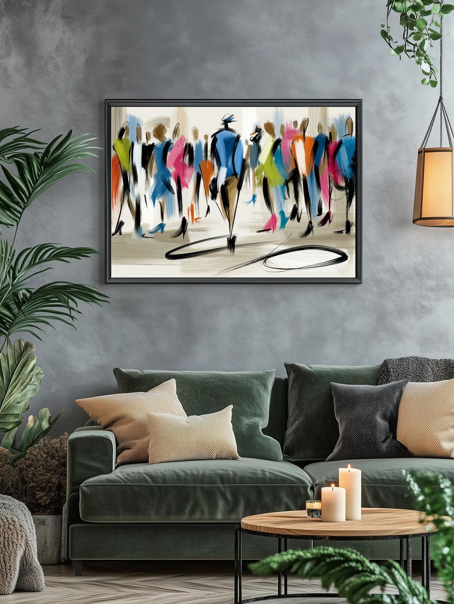 Abstract Crowd Brushstroke Poster. — room view 4