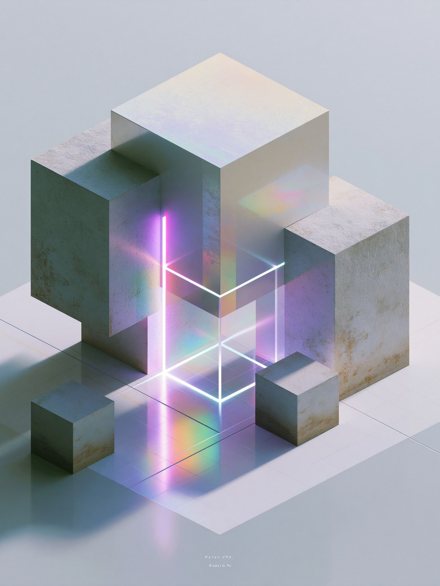 Neon Cubes Abstract Poster. poster — abstract art