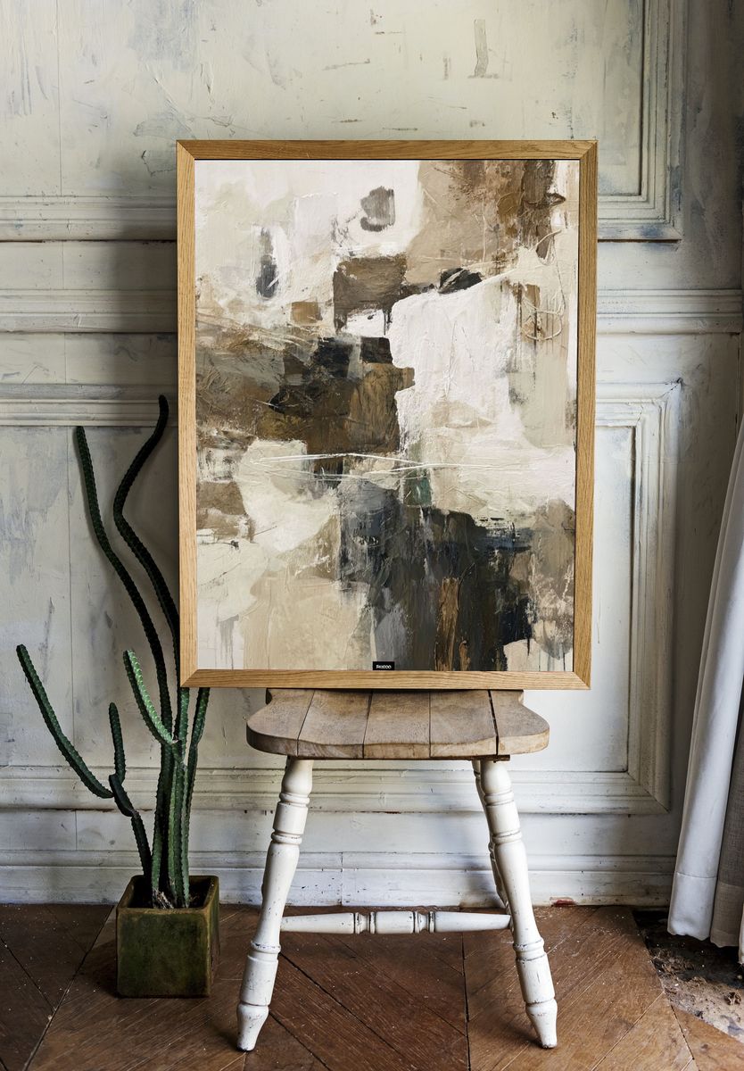 Neutral Textured Abstract Poster. room preview