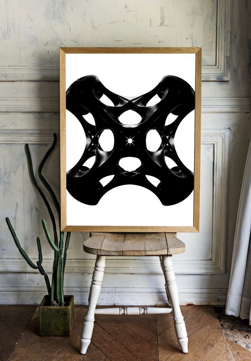 Black Organic Abstract Poster. — room view 1
