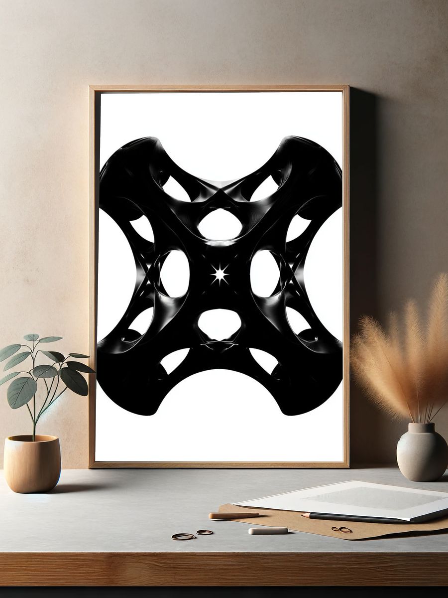 Black Organic Abstract Poster. — room view 2