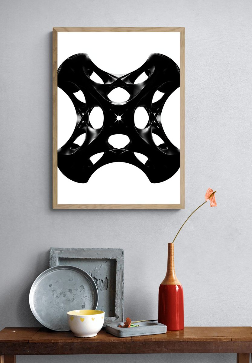 Black Organic Abstract Poster. — room view 3