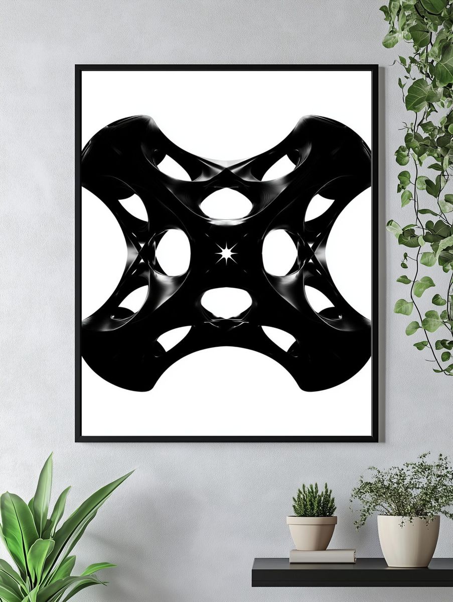Black Organic Abstract Poster. — room view 4