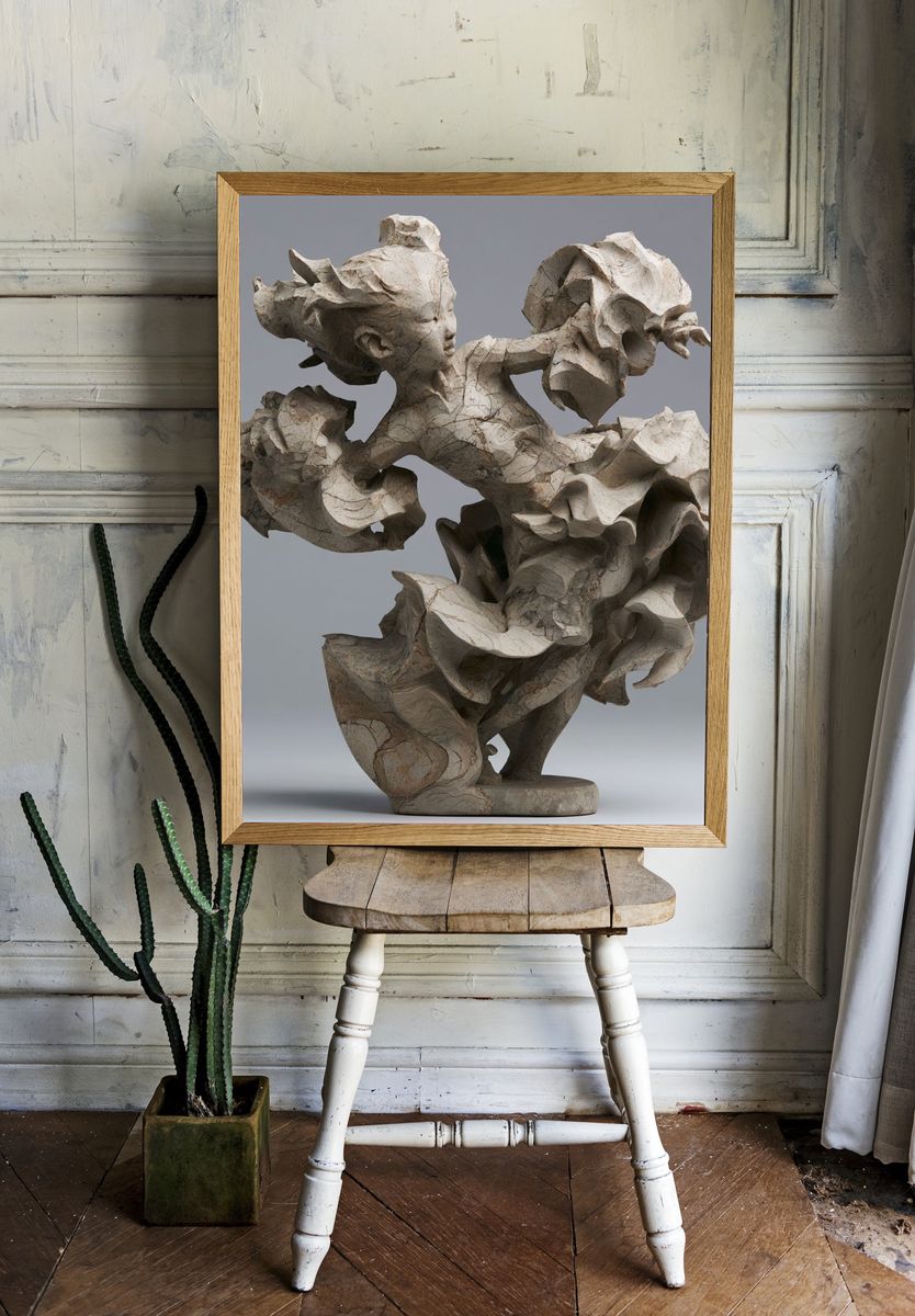 Abstract Stone Sculpture Print. room preview