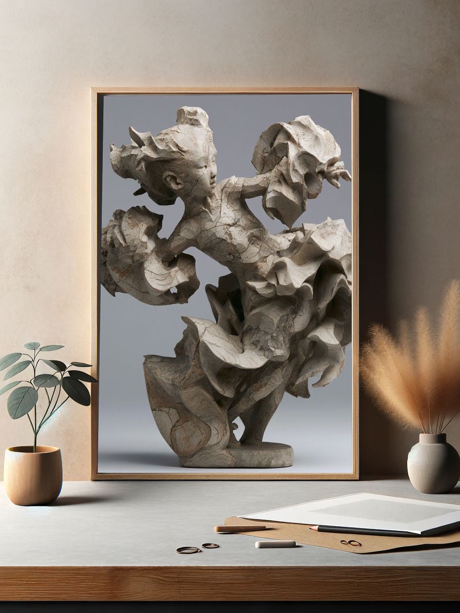 Abstract Stone Sculpture Print. — room view 2