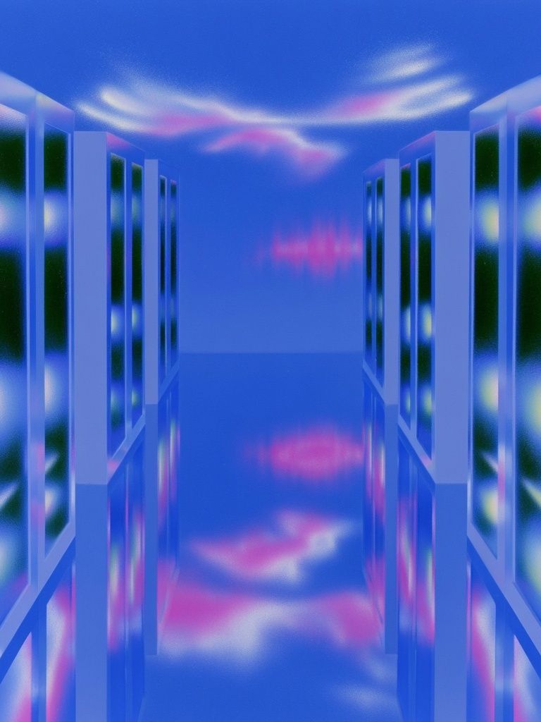 Neon Corridor Abstract Print. poster — abstract art