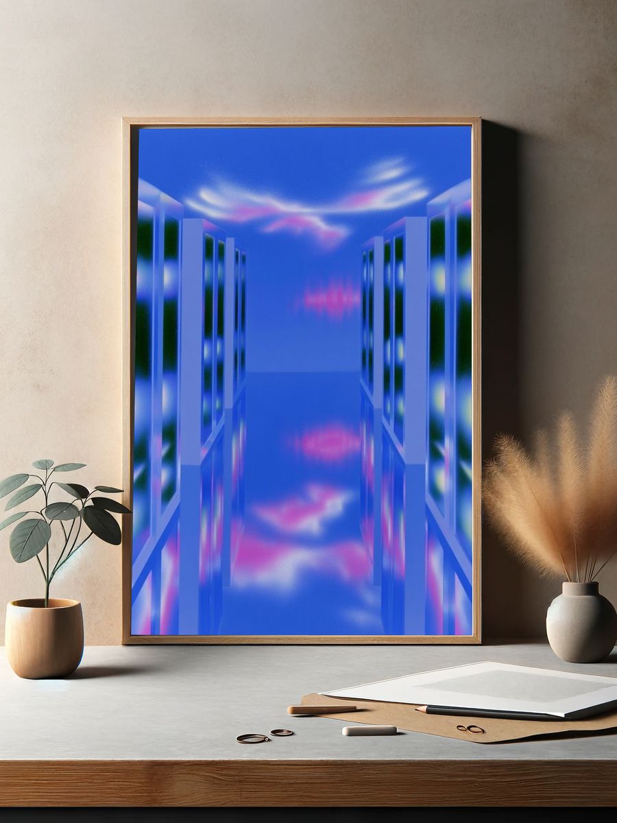 Neon Corridor Abstract Print. — room view 2