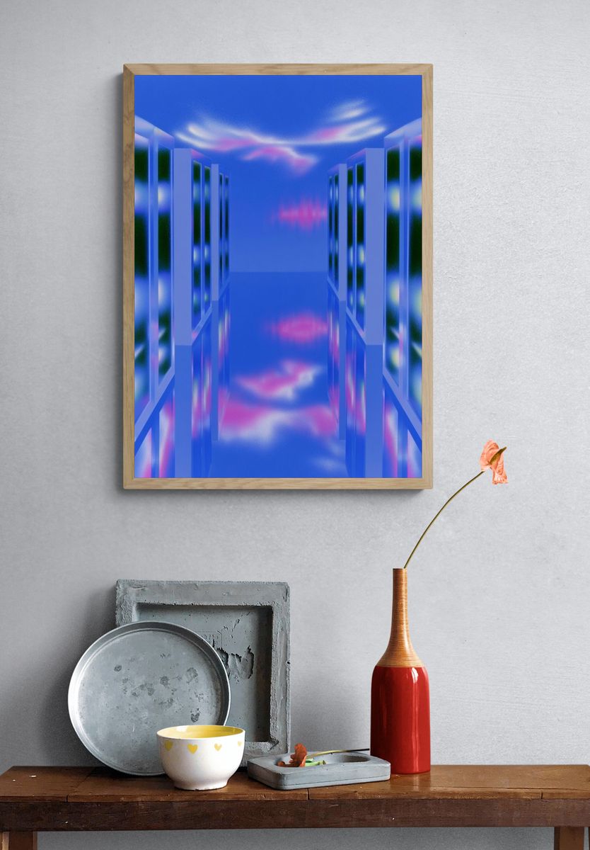 Neon Corridor Abstract Print. — room view 3