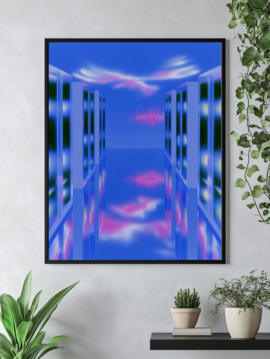 Neon Corridor Abstract Print. — room view 4