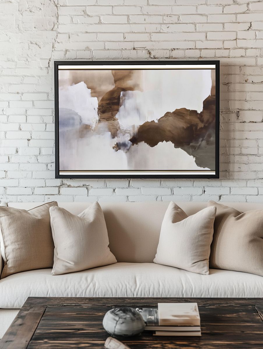 Neutral Brushstroke Abstract Poster. room preview